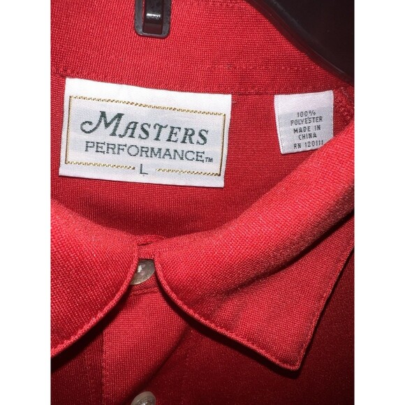 Masters Polo Shirt Mens Large Red Golf Performance Athletic Logo Vintage - Picture 3 of 7